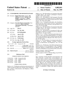 United States Patent (19) 11 Patent Number: 5,882,851 K0ch Et Al