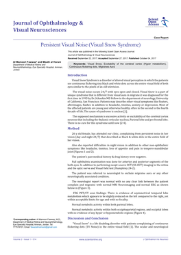 Persistent Visual Noise (Visual Snow Syndrome)