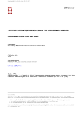 Ingeman Nielsen Foged 2016 the Construction of Kangerlussuaq Airport