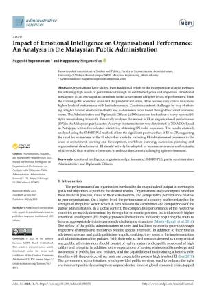 Impact of Emotional Intelligence on Organisational Performance: an Analysis in the Malaysian Public Administration