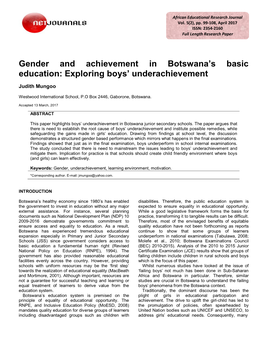 Gender and Achievement in Botswana's Basic Education