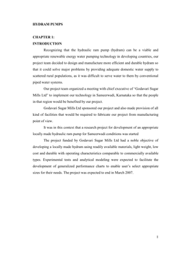 INTRODUCTION Recognizing That the Hydraulic Ram Pump (Hydram)