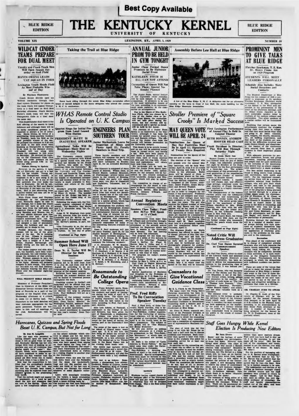 The Kentucky Kernel: 1929-04-05