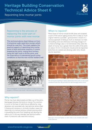 Repointing Lime Mortar Joints