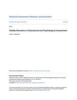 Validity Semantics in Educational and Psychological Assessment