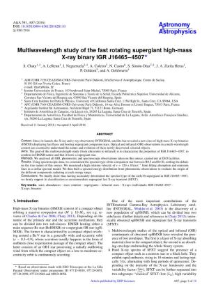 Multiwavelength Study of the Fast Rotating Supergiant High-Mass X-Ray Binary IGR J16465−4507? S