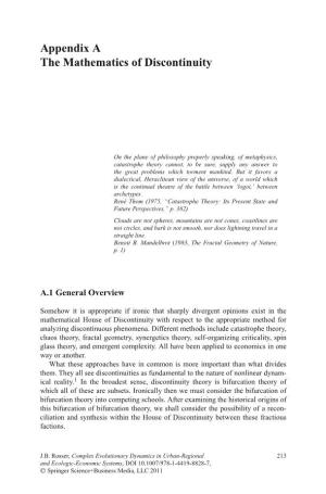 Appendix a the Mathematics of Discontinuity