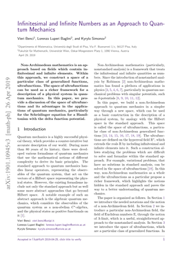 Infinitesimal and Infinite Numbers As an Approach to Quantum Mechanics