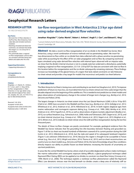 Ice-Flow Reorganization in West Antarctica 2.5 Kyr Ago Dated Using