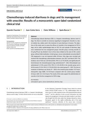 Chemotherapy‐Induced Diarrhoea in Dogs and Its Management with Smectite