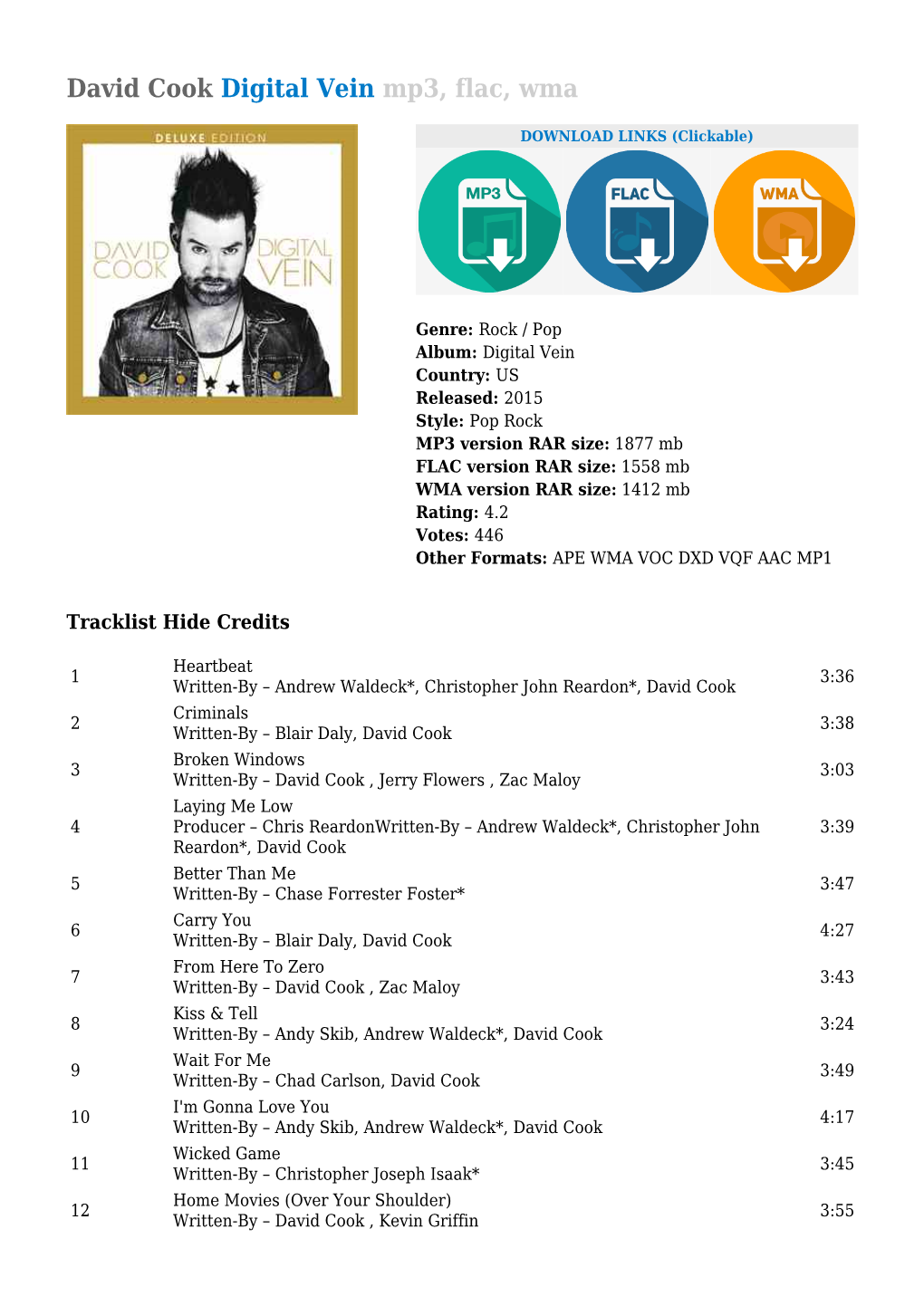 David Cook Digital Vein Mp3, Flac, Wma