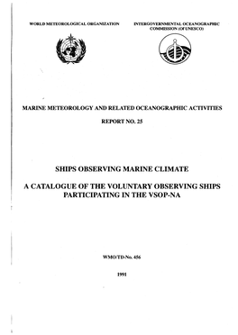 Ships Observing Marine Climate a Catalogue of the Voluntary