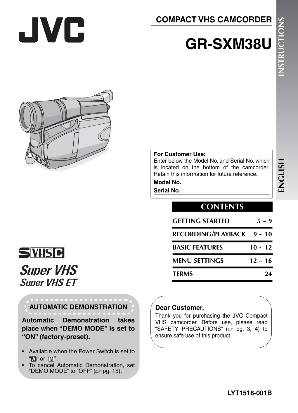 Gr-Sxm38u Instructions