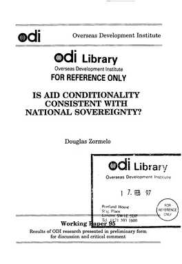 Is Aid Conditionality Consistent with National Sovereignty?