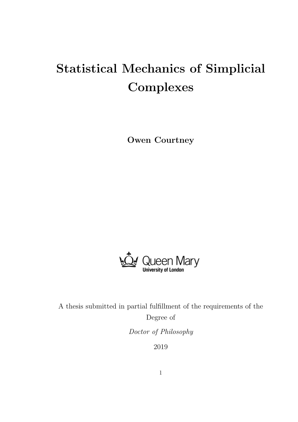 Statistical Mechanics of Simplicial Complexes