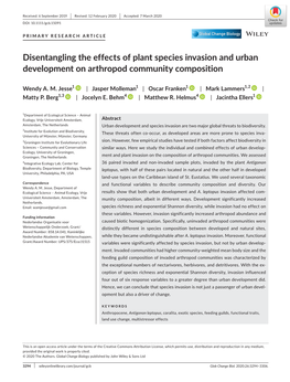 Disentangling the Effects of Plant Species Invasion and Urban Development on Arthropod Community Composition