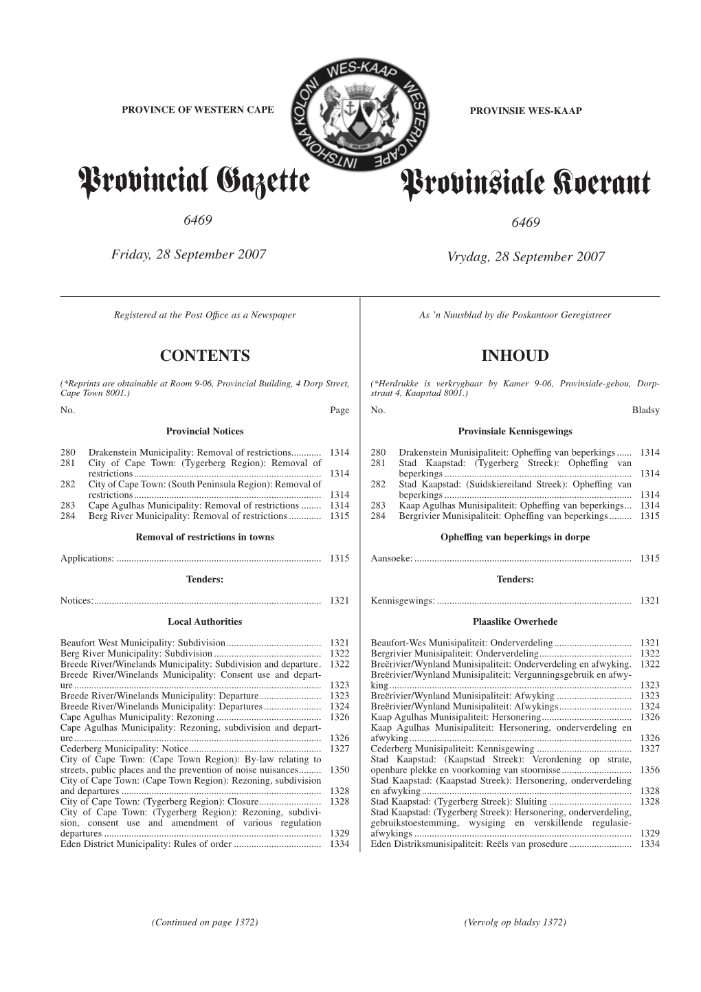 Provincial Gazette Provinsiale Koerant 6469 6469