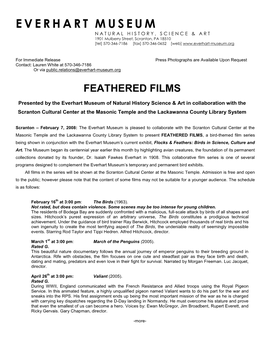 Feathered Films at the Scranton Cultural Center