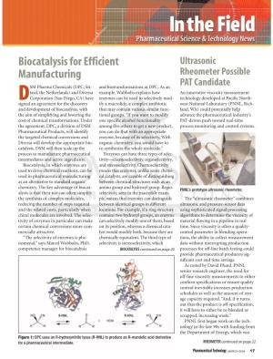 Biocatalysis for Efficient Manufacturing