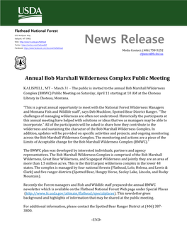 Annual Bob Marshall Wilderness Complex Public Meeting