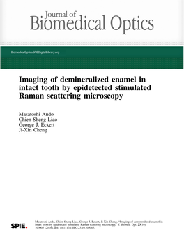 Imaging of Demineralized Enamel in Intact Tooth by Epidetected Stimulated Raman Scattering Microscopy