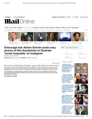 Entourage Star Adrian Grenier Posts Sexy Picture of Kim Kardashian To