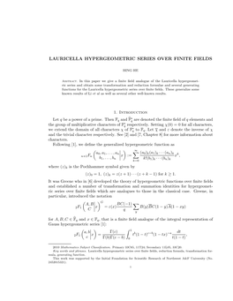 Lauricella Hypergeometric Series Over Finite Fields