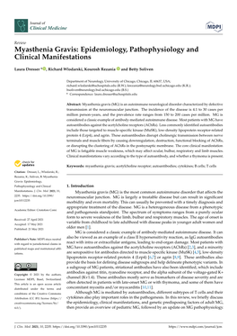 Myasthenia Gravis: Epidemiology, Pathophysiology and Clinical Manifestations