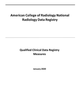 Qualified Clinical Data Registry Measures