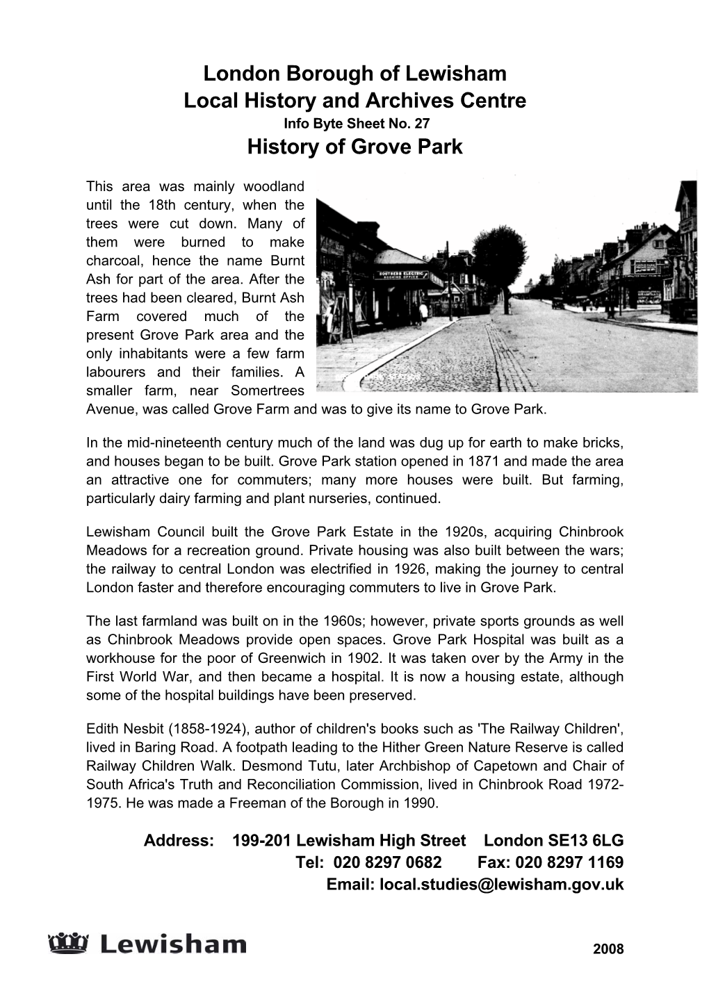 Grove Park Local History