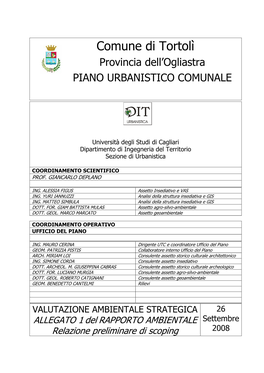 Provincia Dell'ogliastra PIANO URBANISTICO COMUNALE