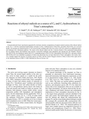 Reactions of Ethynyl Radicals As a Source of C4 and C5 Hydrocarbons in Titan’S Atmosphere F