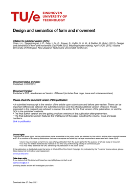 Design and Semantics of Form and Movement