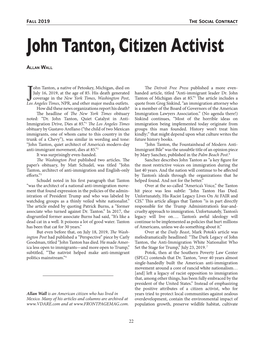 John Tanton, Citizen Activist
