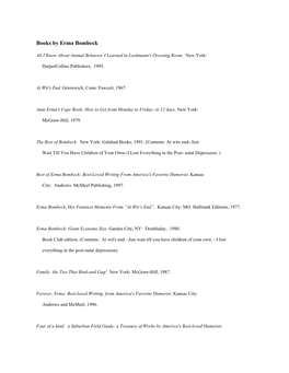 Erma Bombeck Bibliography of Adult Writings