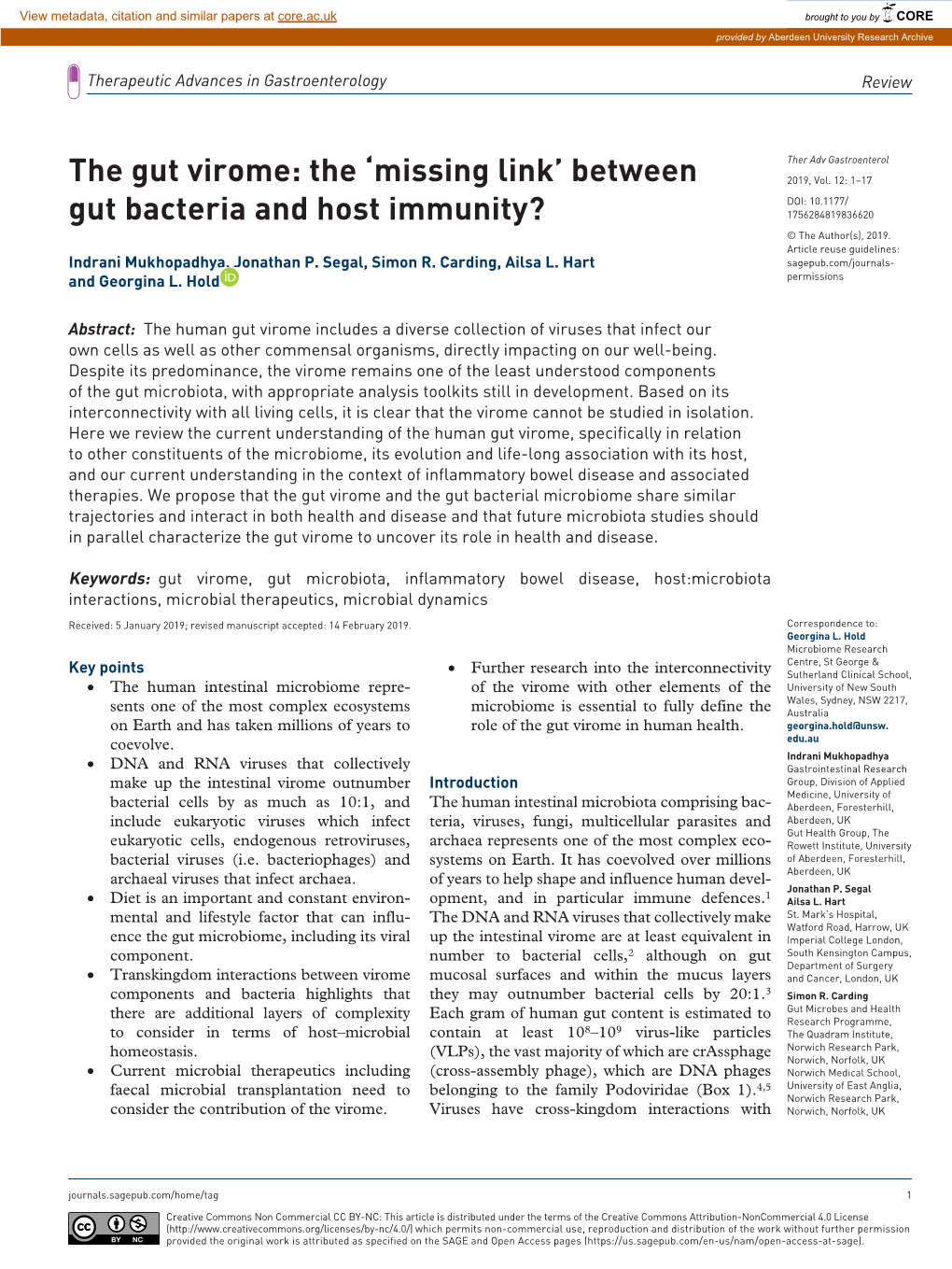 The Gut Virome: the ‘Missing Link’ Between 2019, Vol