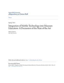 Integration of Mobile Technology Into Museum Education: a Discussion of the State of the Art Mark P