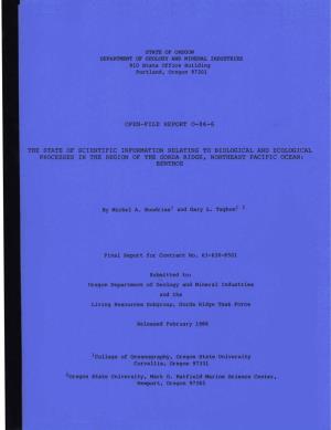 DOGAMI Open-File Report O-86-06, the State of Scientific