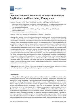 Optimal Temporal Resolution of Rainfall for Urban Applications and Uncertainty Propagation