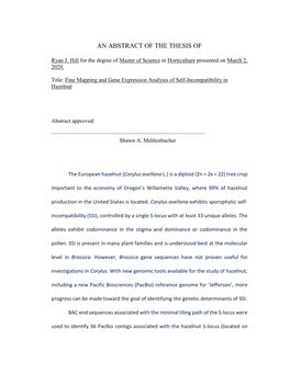 An Abstract of the Thesis Of