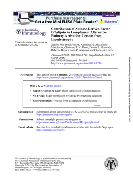 Contribution of Adipose-Derived Factor D/Adipsin to Complement