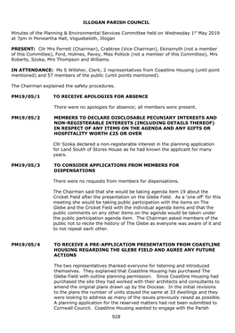 928 ILLOGAN PARISH COUNCIL Minutes of the Planning