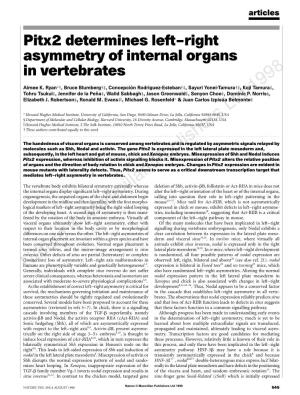 Pitx2 Determines Left–Right Asymmetry of Internal Organs in Vertebrates 8