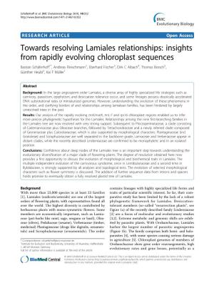 Towards Resolving Lamiales Relationships
