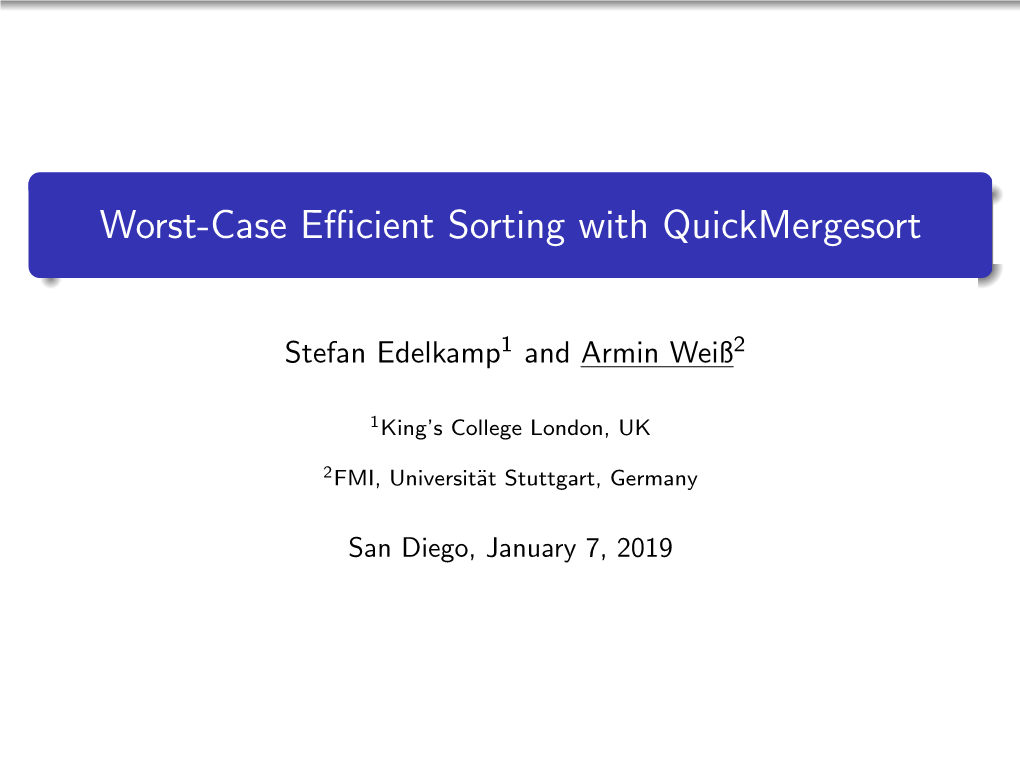 Worst-Case Efficient Sorting with Quickmergesort