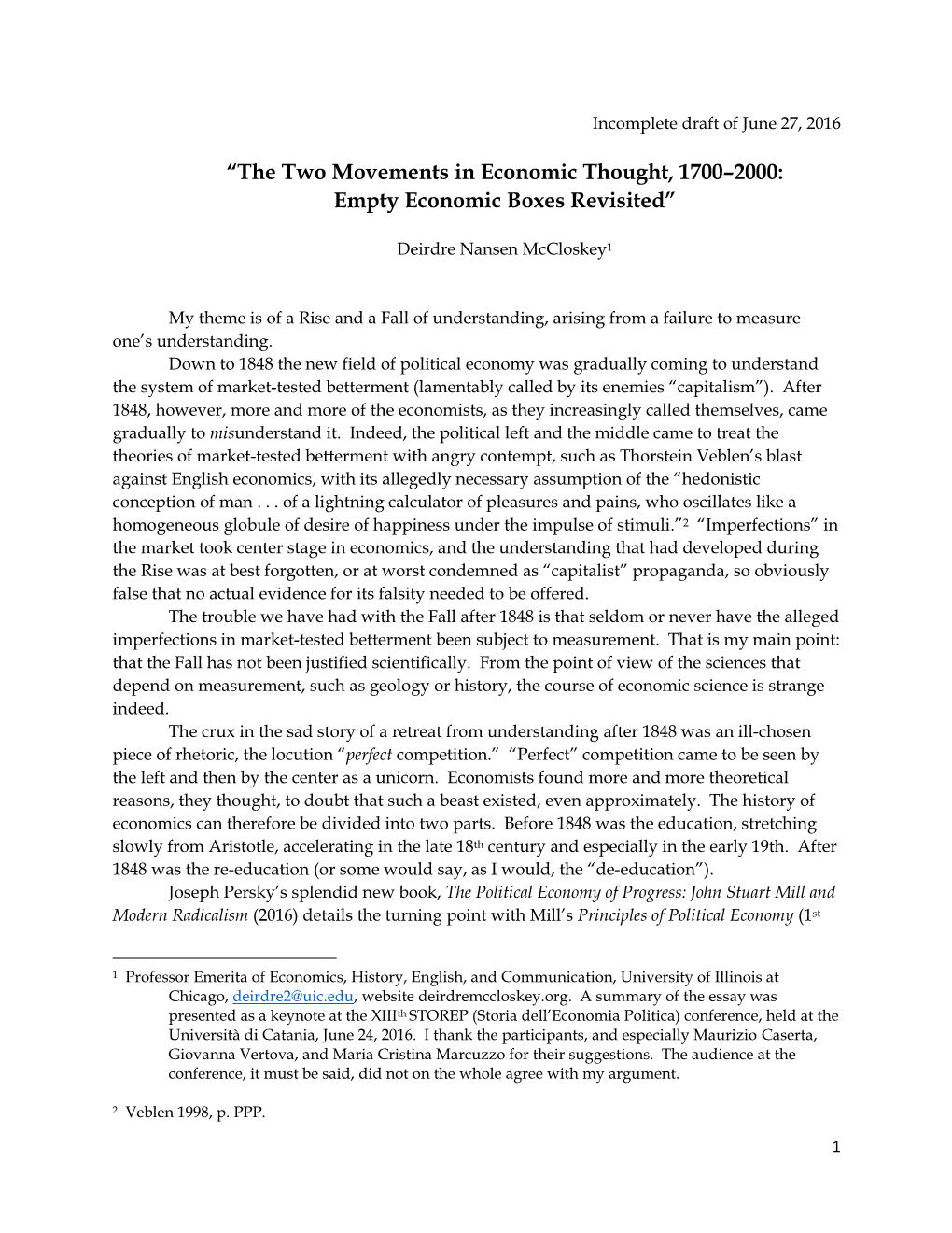 “The Two Movements in Economic Thought, 1700–2000: Empty Economic Boxes Revisited”
