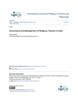 Governance and Management of Religious Tourism in India