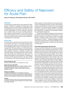 Efficacy and Safety of Naproxen for Acute Pain