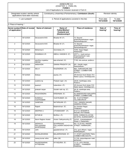 ANNEXURE 5.8 (CHAPTER V , PARA 25) FORM 9 List of Applications For