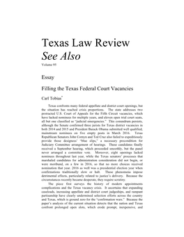 Texas Law Review See Also Volume 95